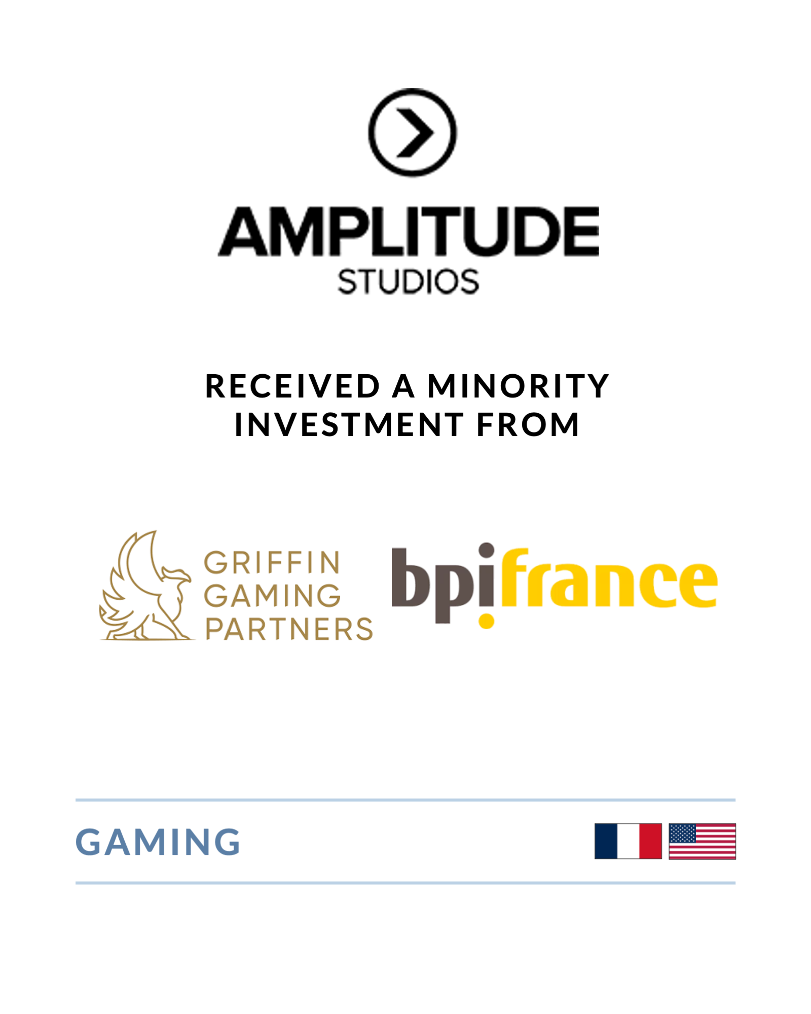 Amplitude Studios - Minority Investment from Griffin Gaming Partners and bpifrance